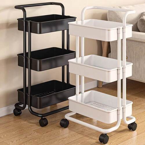 小推车置架碳钢落地多层婴儿品食推车客厅物零厨房可移动2025跨境