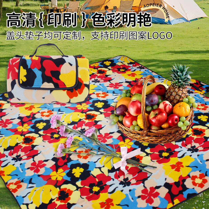 单面垫野营垫印花野餐加厚爬行200绒垫防水易清洗户外露营野餐