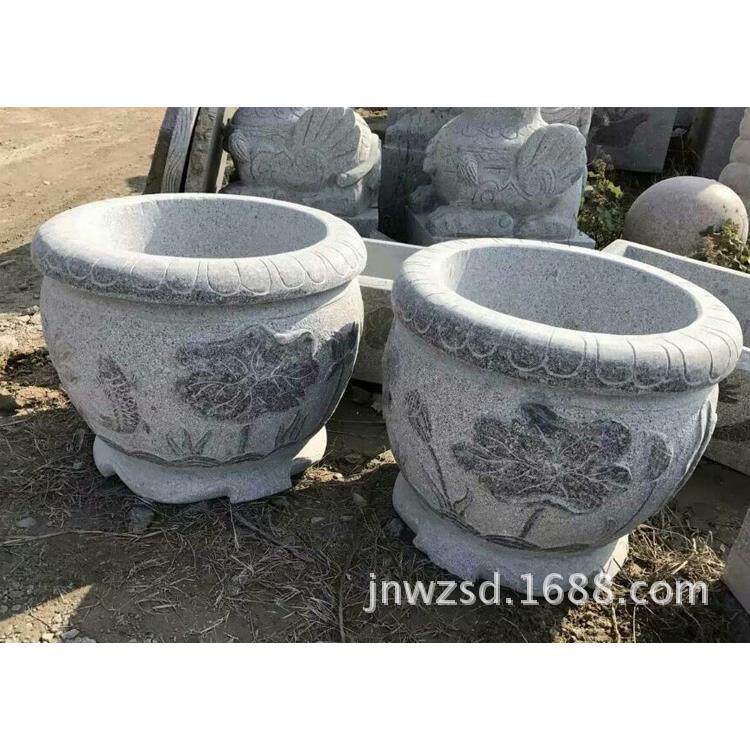 旺正石雕花盘 户外景观石头花盘报价 家用装饰石材花缸图片大全