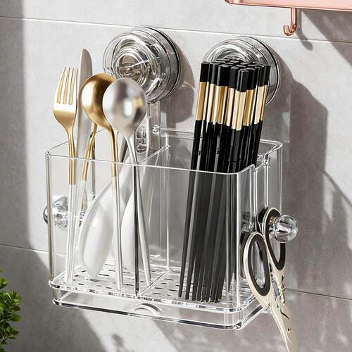Creative Wall-Mounted Chopstick Holder with Suction Cup for