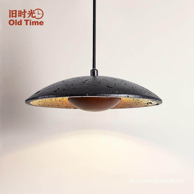 中古风感设计师复古黑洞石飞碟意式极简吧台卧室床头小吊灯