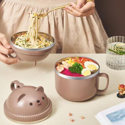 Cartoon Bear Insulated Bowl, Stainless Steel Multi-use Home