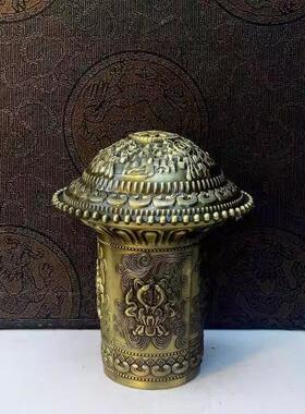 唐卡轴头合金青铜色工艺挂画字画天杆地轴唐卡装裱卷轴头