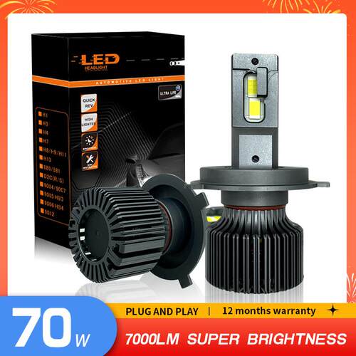 汽车led大灯前大灯泡改装灯大功率聚光高亮H4远近光 一体前大灯