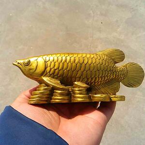 纯舟铜金龙鱼年年有余金钱鱼居家风水工艺礼品摆饰汽车装饰品摆件