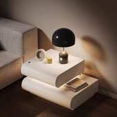 网红床头柜意式 实木白色收纳床边柜储物奶油 卧室家用皮质极简新款