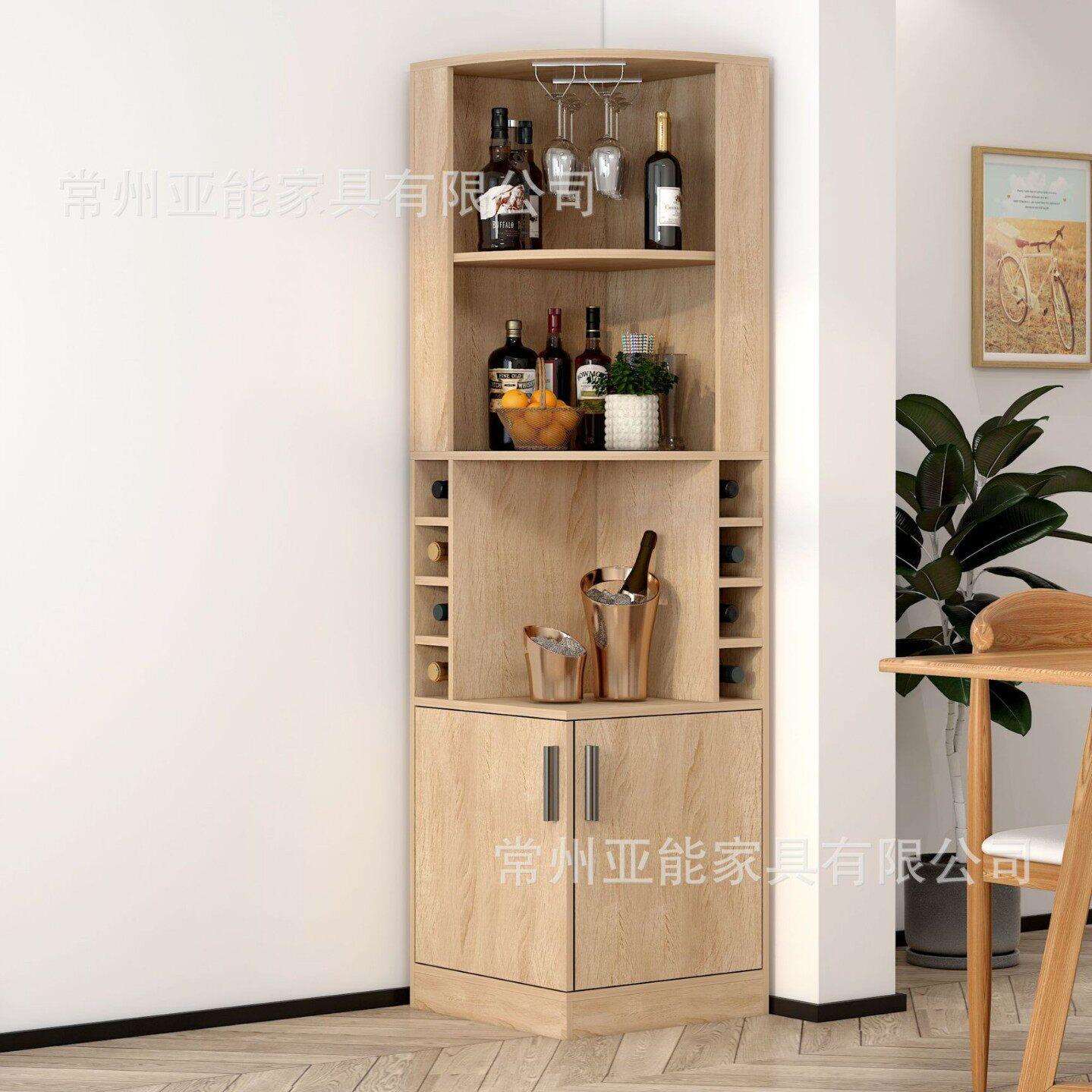 【亚能家具】转角酒柜现简约客厅红酒架玻璃挂杯置物收纳柜