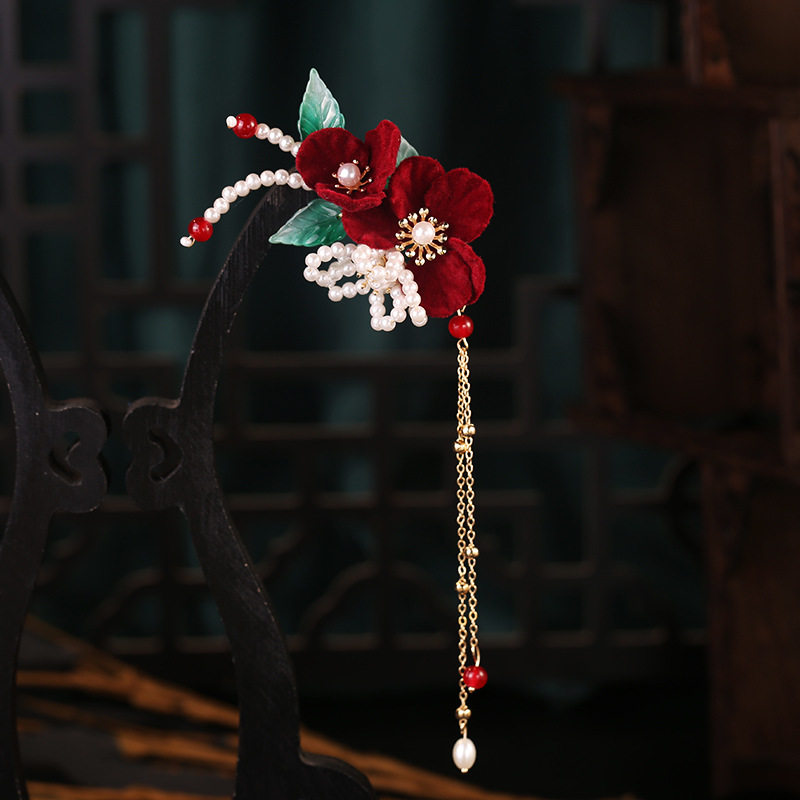 敬酒服头饰新娘红色头花发箍三件套新款简单大气结婚纱礼服发