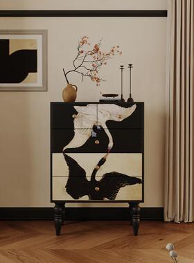 A9法式复储古斗柜黑白JQL天柜子客厅餐边鹅柜实木物柜家用L收纳柜