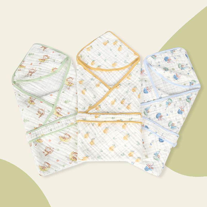 纯棉6层纱布抱被全棉婴幼儿包被宝宝用品浴巾连帽新生儿棉柔柔软