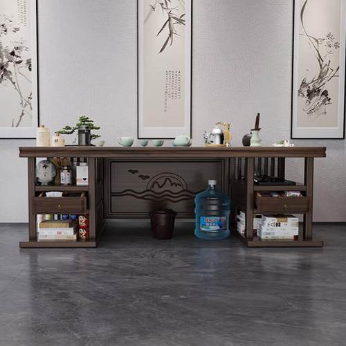 茶桌椅组合一桌五椅实木办公泡茶台套装一体新中式家用功夫喝茶几