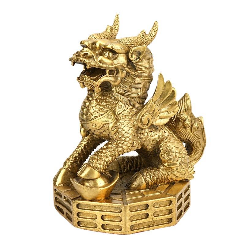 厂家黄铜八卦麒麟八卦财富麒麟摆件书卷麒麟摆件铜器