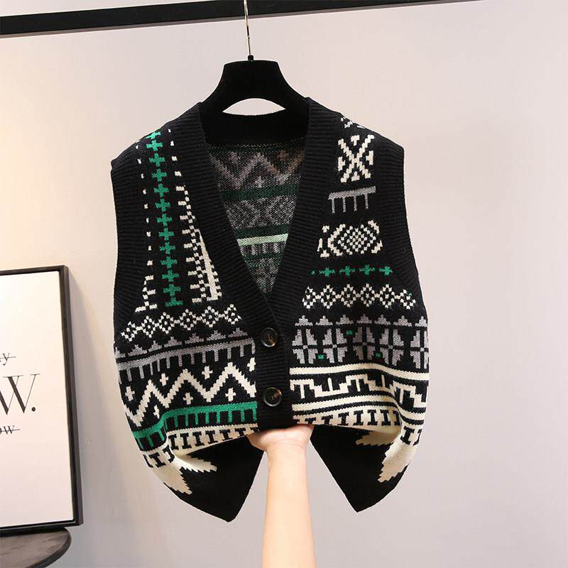 针织马甲女春秋外搭2025年新款韩版宽松v领毛衣开衫背心女士外套