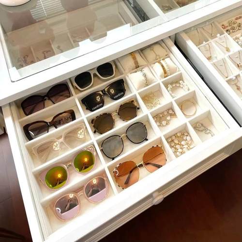 定制商超店铺抽屉眼镜收纳展示盘妆台墨镜手表一体式多功能收纳盒