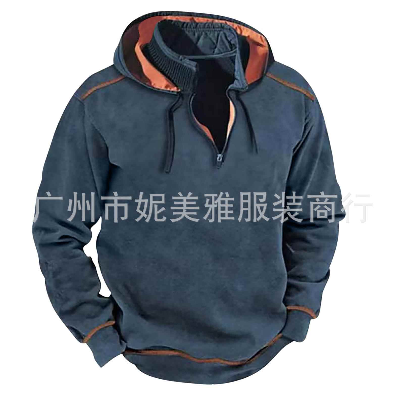 Mens pullover stand collar long sleeve casual fashion