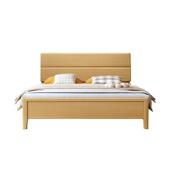 实木床现代简约1.8m单双人主卧大床榉木小户型高箱气压储物婚床