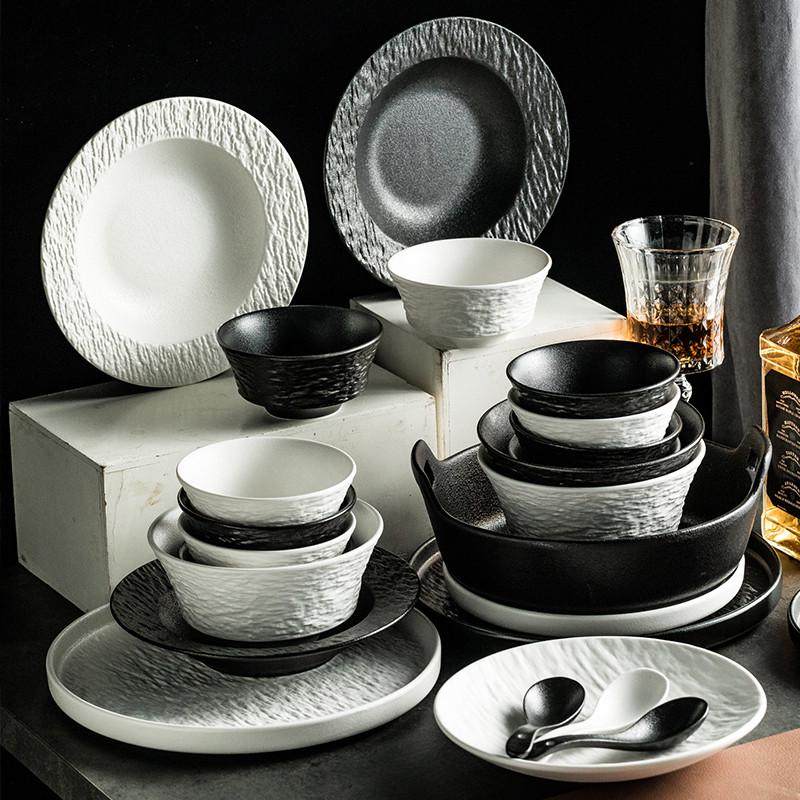 陶瓷碗2024新款轻奢乔迁日式碗盘碗筷餐具套R^碗碟套装家用岩石纹,餐饮具,碗,淘宝优惠券,粉丝福利购,淘宝优惠卷