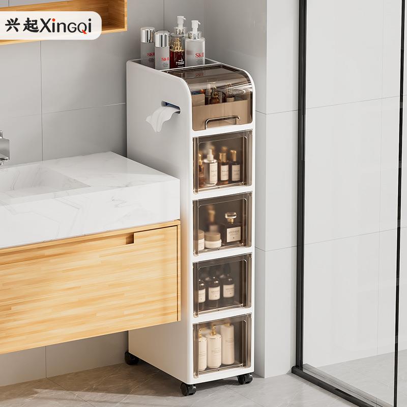 浴室夹缝柜置物架收纳小推车免安装厕所卫生间马桶储物柜落地