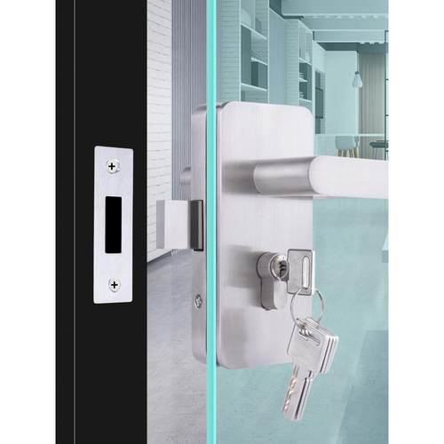 办公隔断092-SG玻璃门执手带手推室拉门锁双开拉门开孔锁无框玻璃