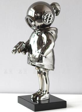 轻奢创意样板间售楼处客厅电视柜玄关展厅人物雕塑探险者家具摆件