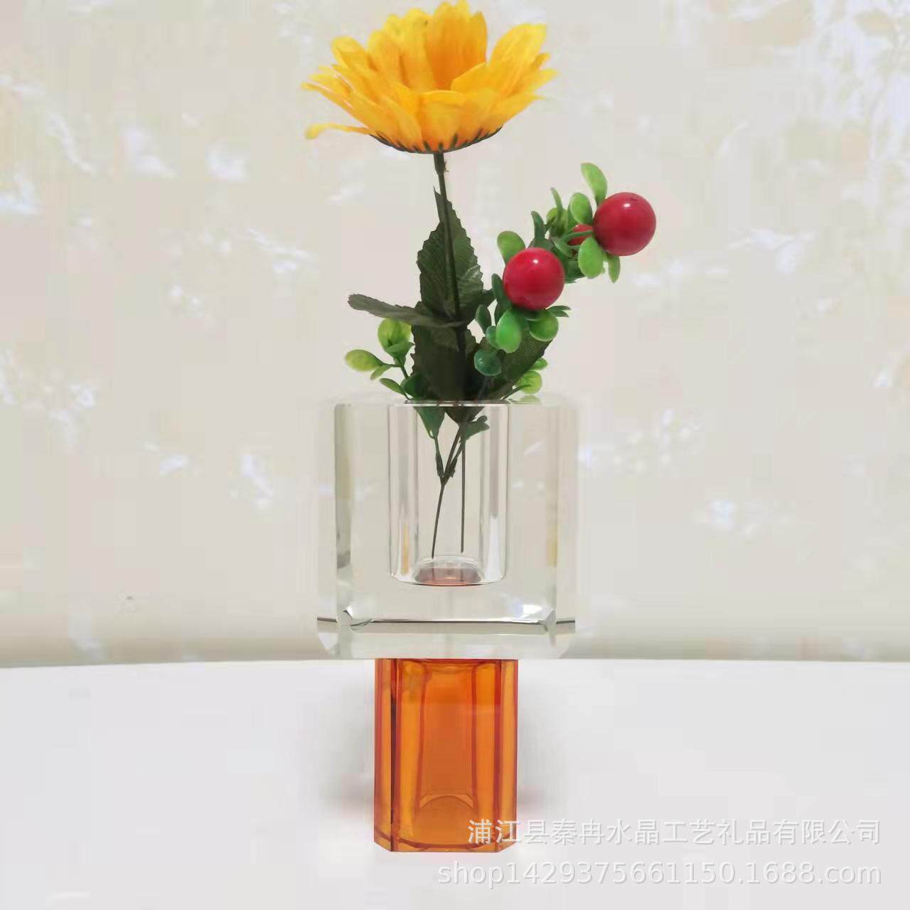 直销现代简约风彩底水晶花瓶客厅卧室样板房餐厅家居软装摆件