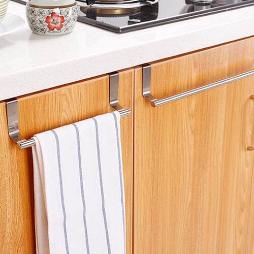 Kitchen Stainless Steel Single Rod Towel Rack Cabinet Door B