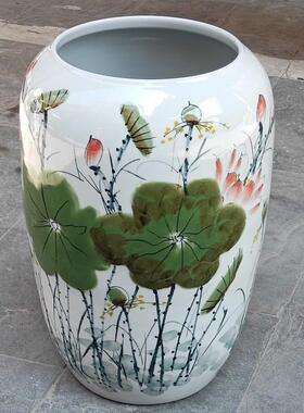 手绘陶花瓶大号箭花居插新中式家客厅书房字筒KBC画卷收纳缸瓷箭