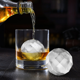 日式透明冻冰块模具，冰格威士忌冰球模具带盖大制冰盒制冰模具硅胶