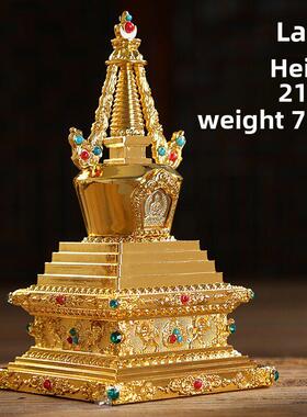 藏式佛具用品菩提塔舍利塔佛塔家用供奉摆件如来八塔大号金色21cm