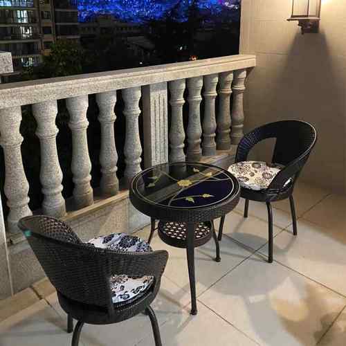 PT004?藤编藤椅三件套茶桌椅花组合阳台小茶几户外庭休园腾院椅闲