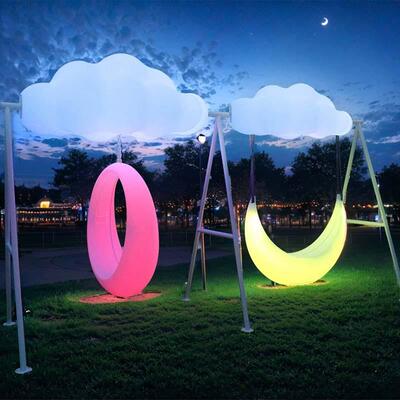 云朵广秋千发光文云朵秋千旅地产区外庭院灯场景景观灯互动网红灯