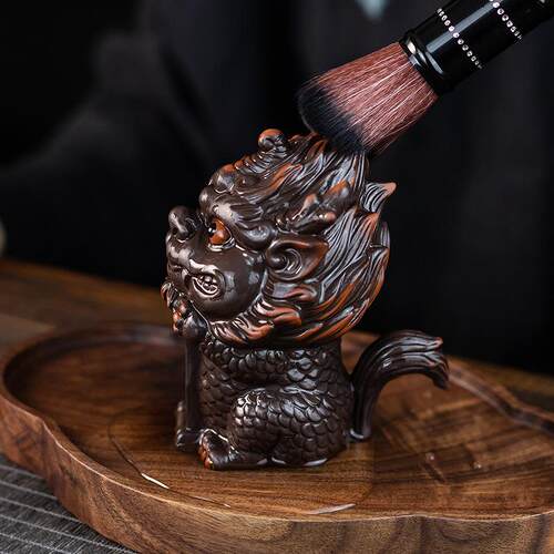 紫陶麒茶宠麟摆件精品可养茶桌茶台景IFB摆件鱼缸造档高招财茶玩