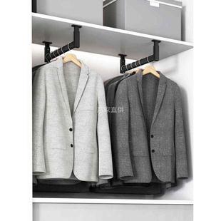 U型浅衣柜纵向挂衣杆薄柜吊杆悬挂竖装 吊衣杆L正挂杆 衣通橱柜顶装
