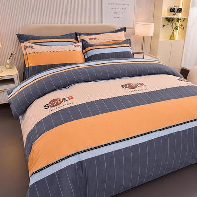 高档套加厚纯棉磨毛四件套1件00910全棉简约秋冬上床单被套床用品