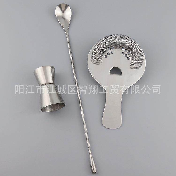 不锈钢鸡尾酒调酒套装波士顿酒吧量杯勺滤冰器可印LOGO 调酒套装