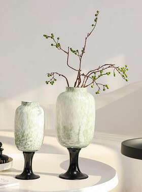 中古风理花瓶高级白瓷彩纹肌高AOI脚艺花器纯手工玻璃术点琉璃软