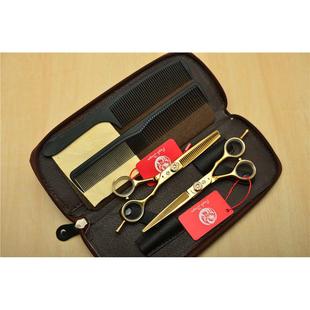 65寸牙剪0剪刀理发美发紫龙剪..套装金色5剪刀剪薄寸宝石刘海平打