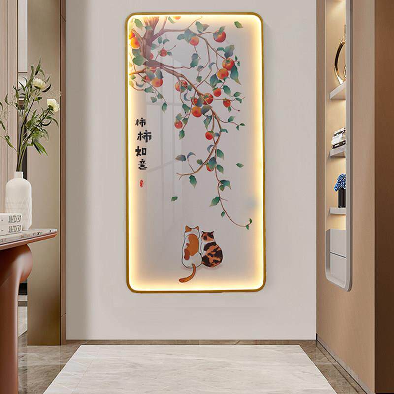 创意新中式玄关灯壁画灯楼梯转角感应灯2024新款走廊背景墙挂画灯
