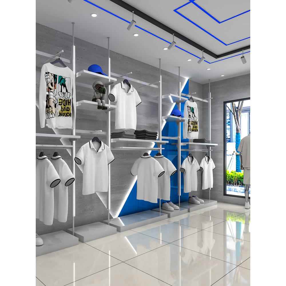 服装店专用展示架挂衣架陈列架上墙天地柱男装店锁墙展示架货架子