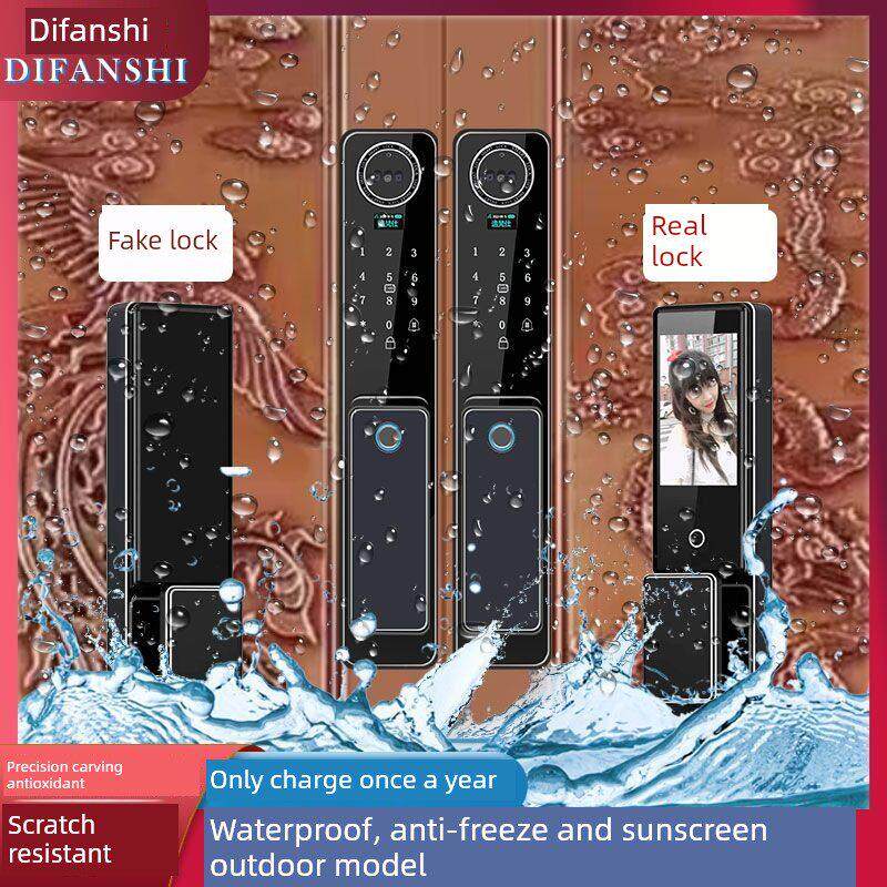 高端3D人脸识别防水防冻双开门智能锁别墅户外全自动指纹锁密码锁