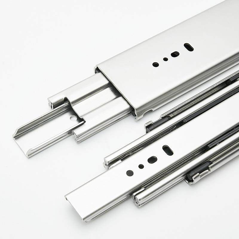 1076-05三节重型76mm宽房车改装加厚钢珠轨道工业承重自锁滑轨