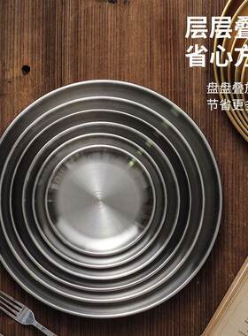 不锈钢韩式加厚金色托盘蛋糕盘