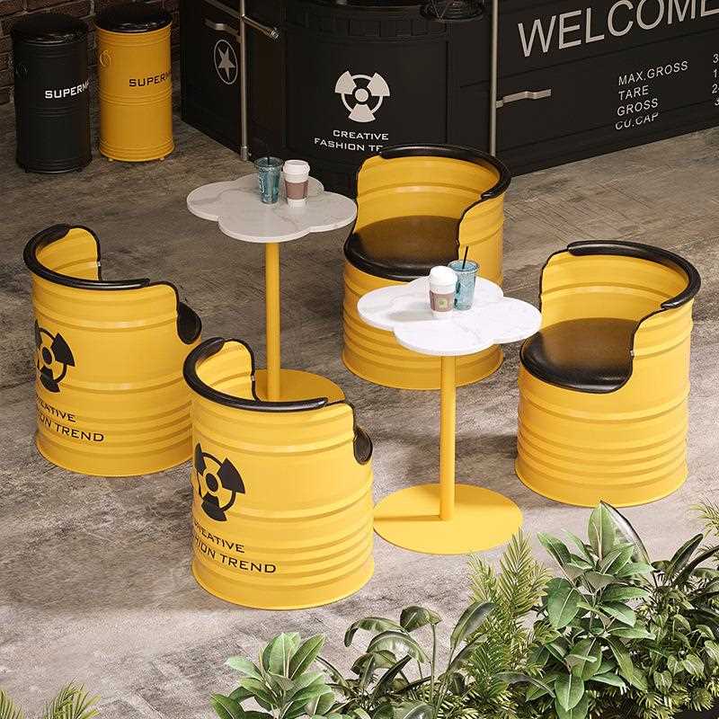 新款直销网红创意卡座沙发个性奶茶店咖啡厅休闲四叶草铁艺工业风