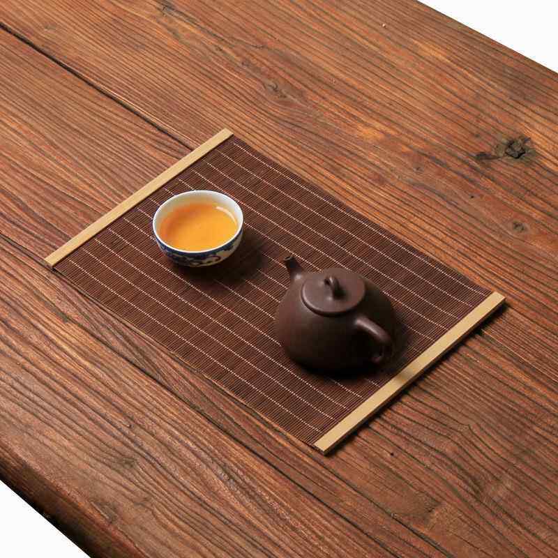 包边竹席茶席茶帘桌旗麻布中式禅意茶垫隔热垫餐垫功夫茶道配件