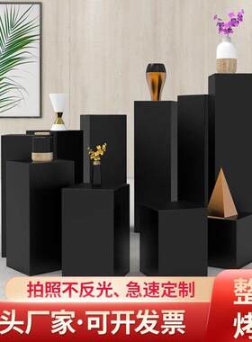 黑色烤漆展台中岛直播展示台模型实木展示柜橱窗陈列展架模特地台