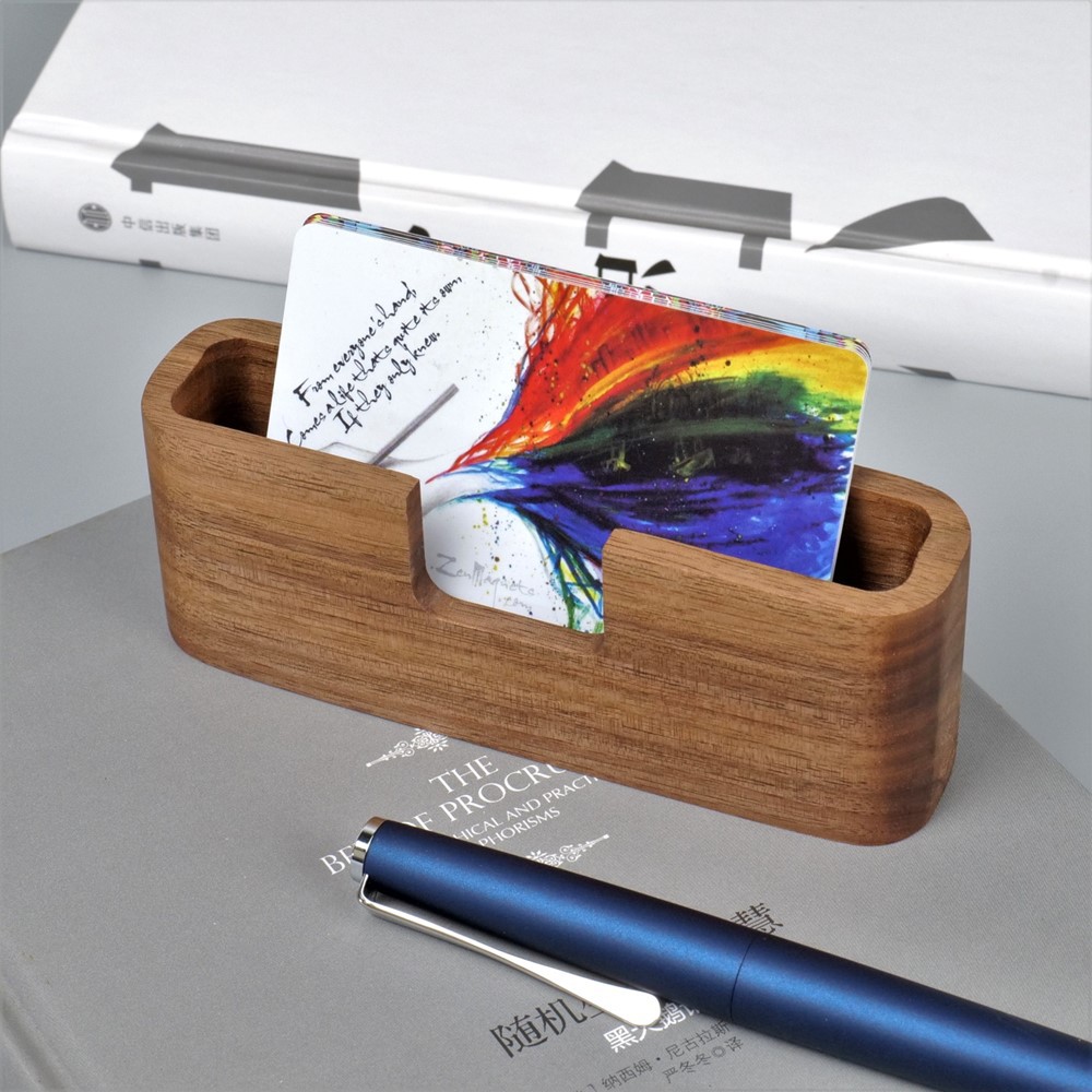 实木名片展示架木质名片盒办公桌木制个性化名片收纳盒可刻字