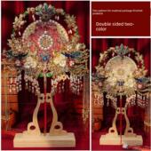 团扇国风手捧花红色手工制作秀禾喜扇原创新中式 婚礼重工成品婚扇