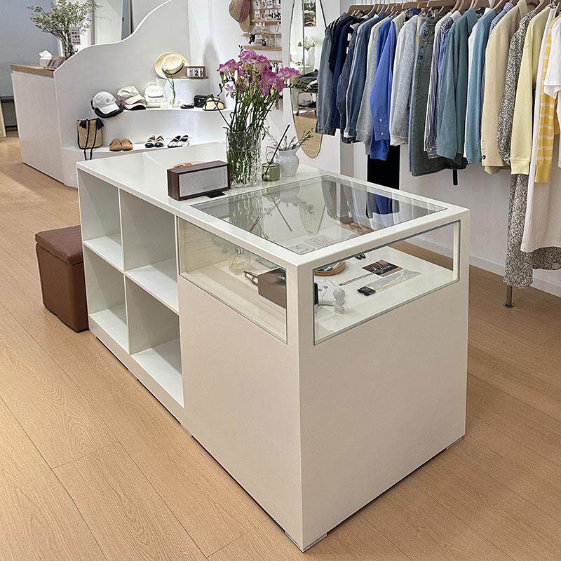 服装店中岛桌展示台烤漆玻璃展示柜定制女装店中岛台装饰中岛柜