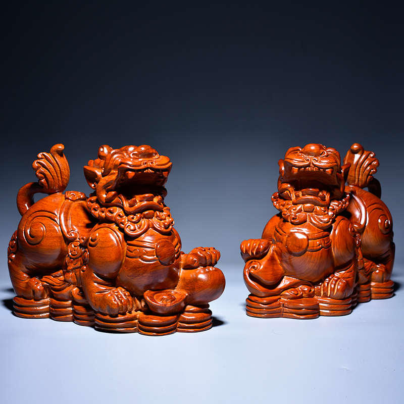 红木装饰送礼家居玄关貔貅花梨貔貅木雕店铺工艺品办公室摆件开业