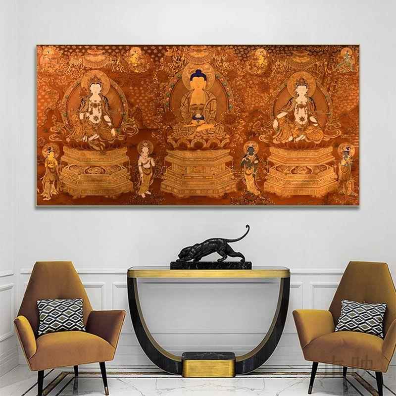 西方三圣装饰画新中式客厅玄关中堂餐厅挂画书房茶室禅意唐卡壁画